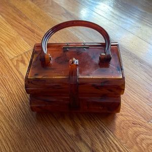 Vintage Elsa MDG. Co two Tiered faux Tortise hard shell Handbag